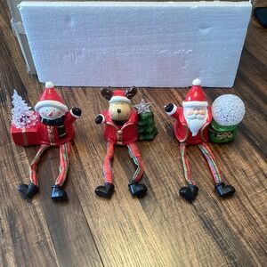 Winter‎ Lane Set of 3 Illuminated Shelf Sitters Christmas Reindeer Snowman Santa